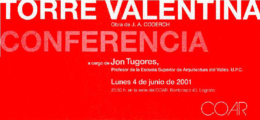 Exhibition ‘Torre Valentina’, Spain lectures: Logroño, Bilbao, Palma, Barcelona, etc…